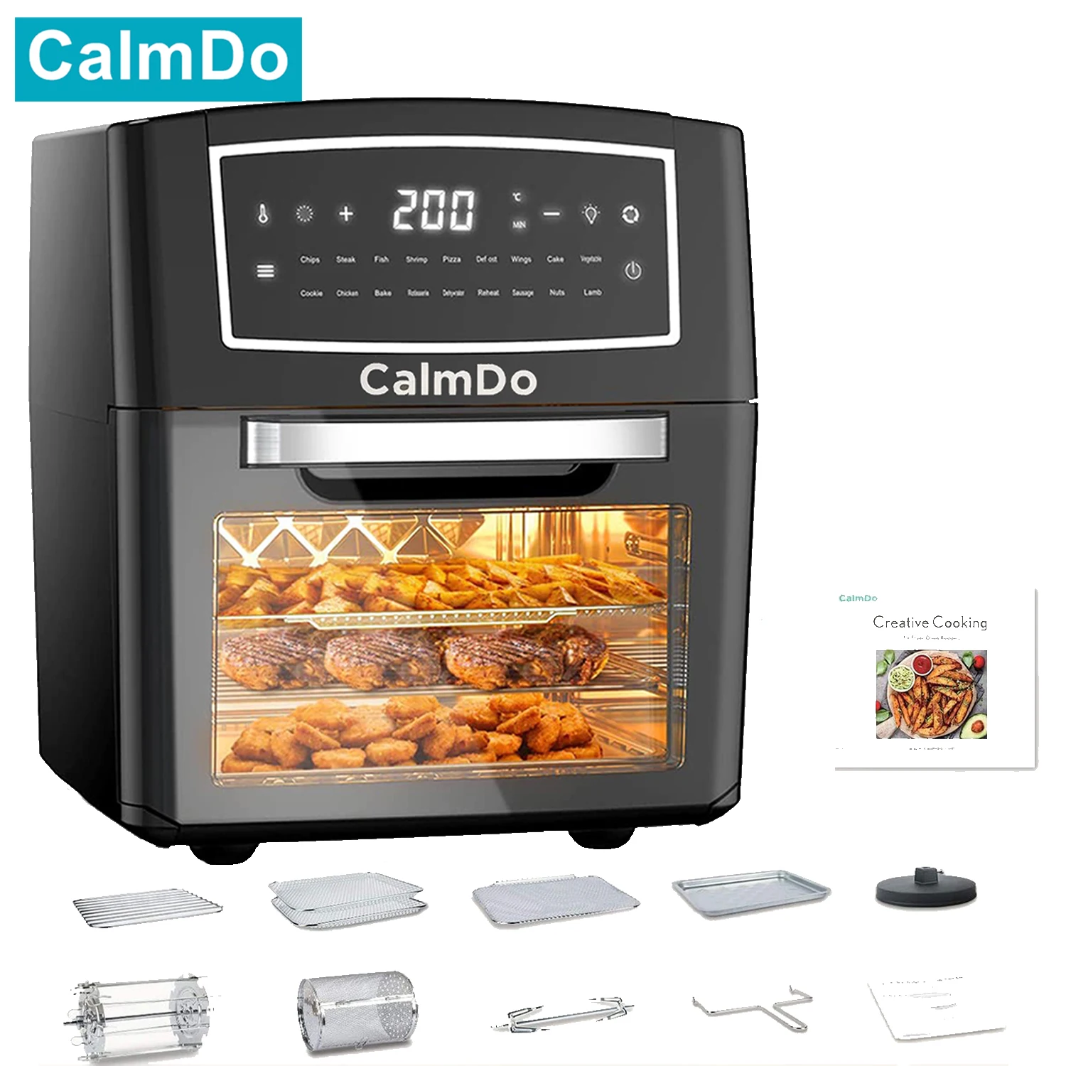 

Кухонная фритюрница CalmDo, рабочая печь, 12 л, без олеофобной фритюрницы с 18 программами, функция сохранения тепла, умная фритюрница с сенсорны...