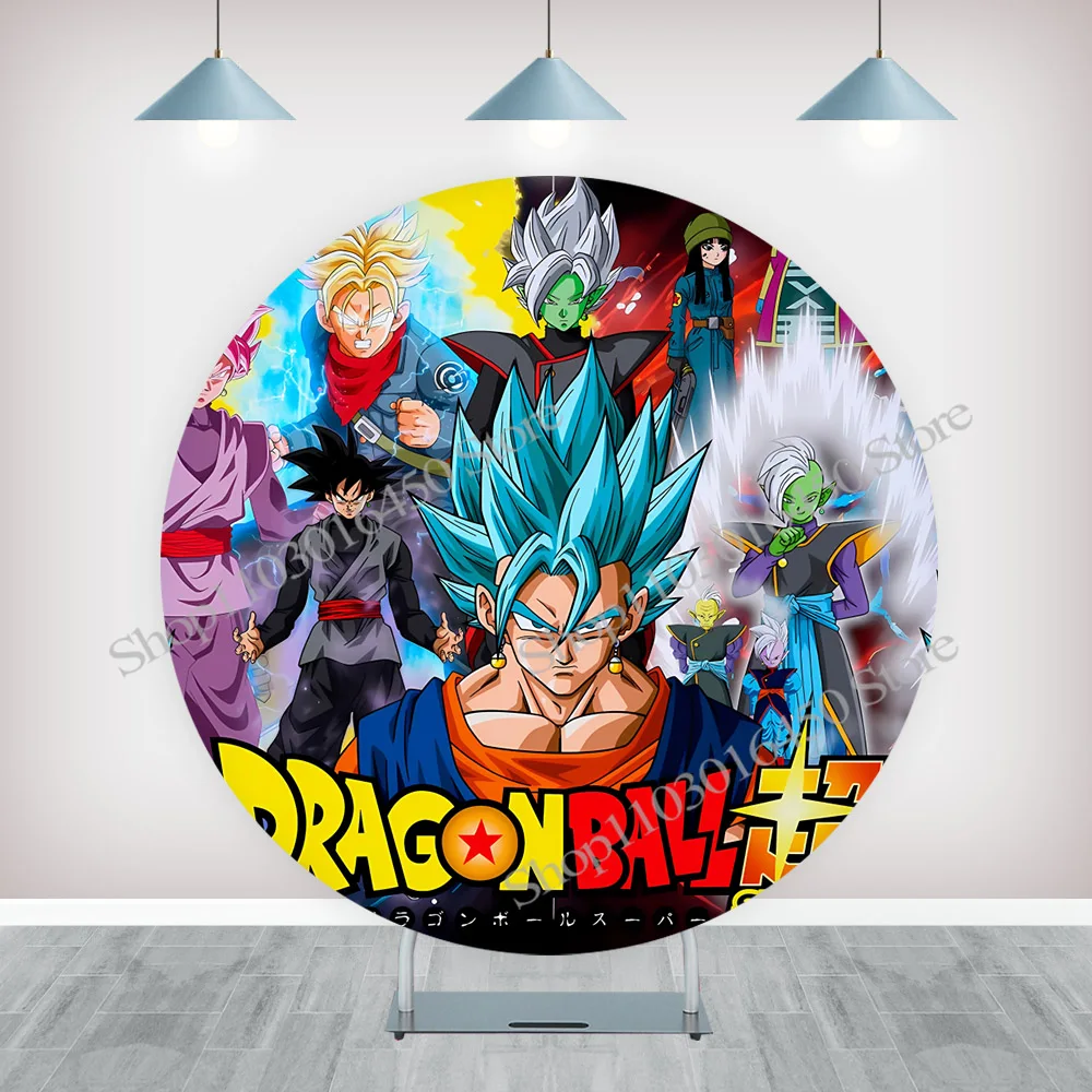 Фото Dragon Ball Z Гоку День Рождения Круглый Эластичный Круглый Цилиндр Фон Детский Душ Украшения Реквизит №2