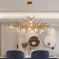 gold luxury crystal chandeliers for living room 2022 indoor lighting fixture lustre dining room retro raindrops hanging lamp