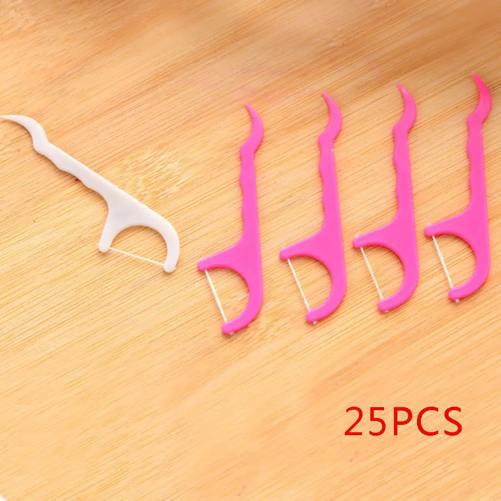 

25 Pieces Teeth Flosser Mouth Health Plastic Line Tooth Sticks Cleaning Remover Toothpicks Supplies Outdoor Travelling
