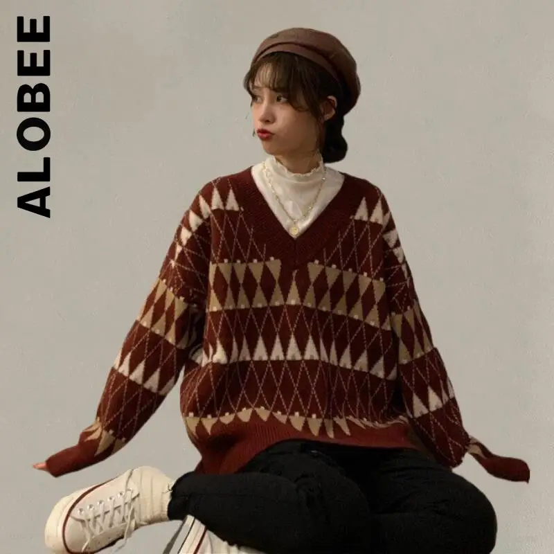 

Alobee Women Sweater Knitted New Popular Stylish All-Match Women Sweaters Pullovers Vintage Top Women Jumper Girl Woman Sweater