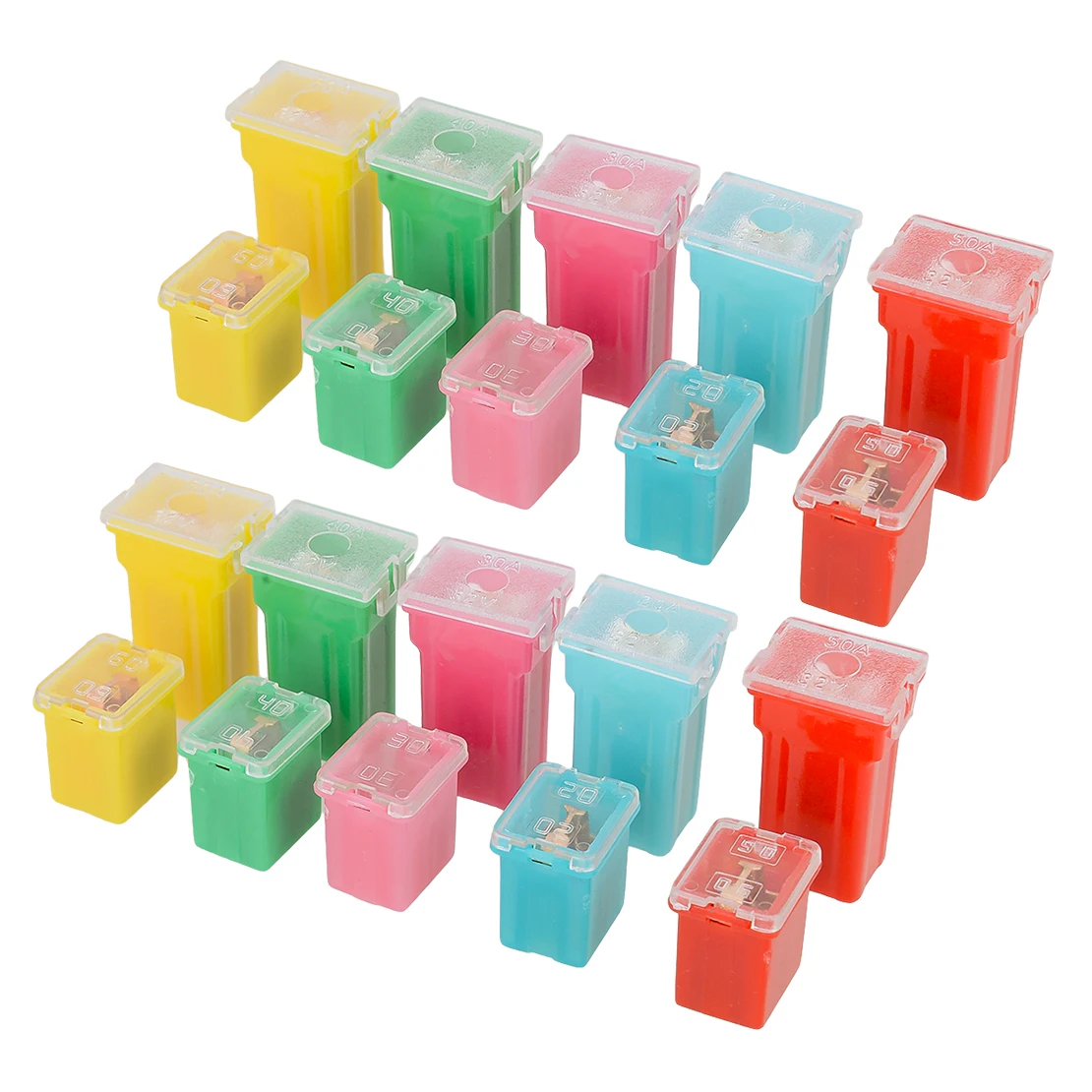 Набор квадратных предохранителей 20 шт. 12-32 В А 30 40 50 60 с пластиковой коробкой