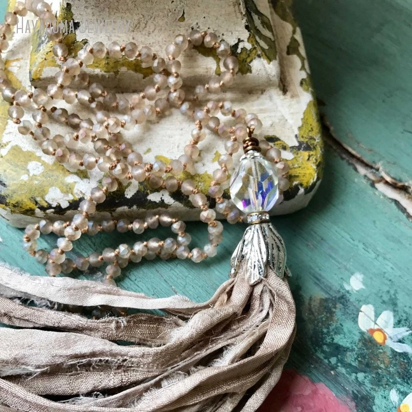 10 шт. простое обтягивающее сари в стиле потертого бохо шелковое ожерелье с