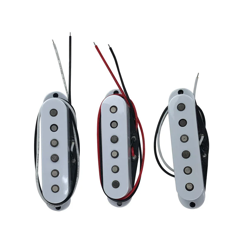 

Free Shipping A set Flat pole piece Alnico 5 Start guitar pickups single coil guitar with screws White and Black