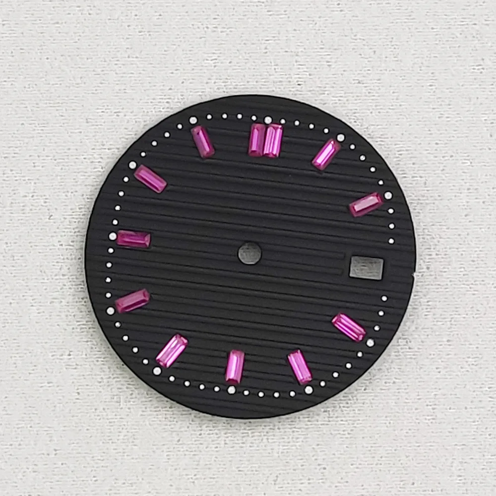 29.8mm Men's Watch Accessories  Nautilus DialLatest Decoration Purple Green Crystal Aseptic Dial Fits the Japanese NH35 Caliber