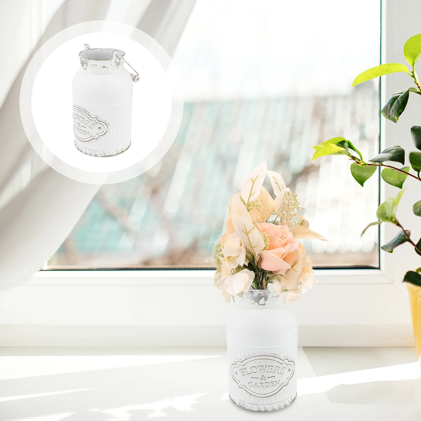 

Flower Vase Bucket Metal Pot Iron French Pitcher Galvanized Rustic Shabby Retro Jug Farmhouse Vintage Decorative Planter Pots