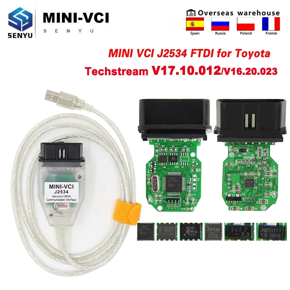Автомобильный диагностический кабель TIS Techstream V17.00.020 mini vci для Toyota minivci FTDI J2534