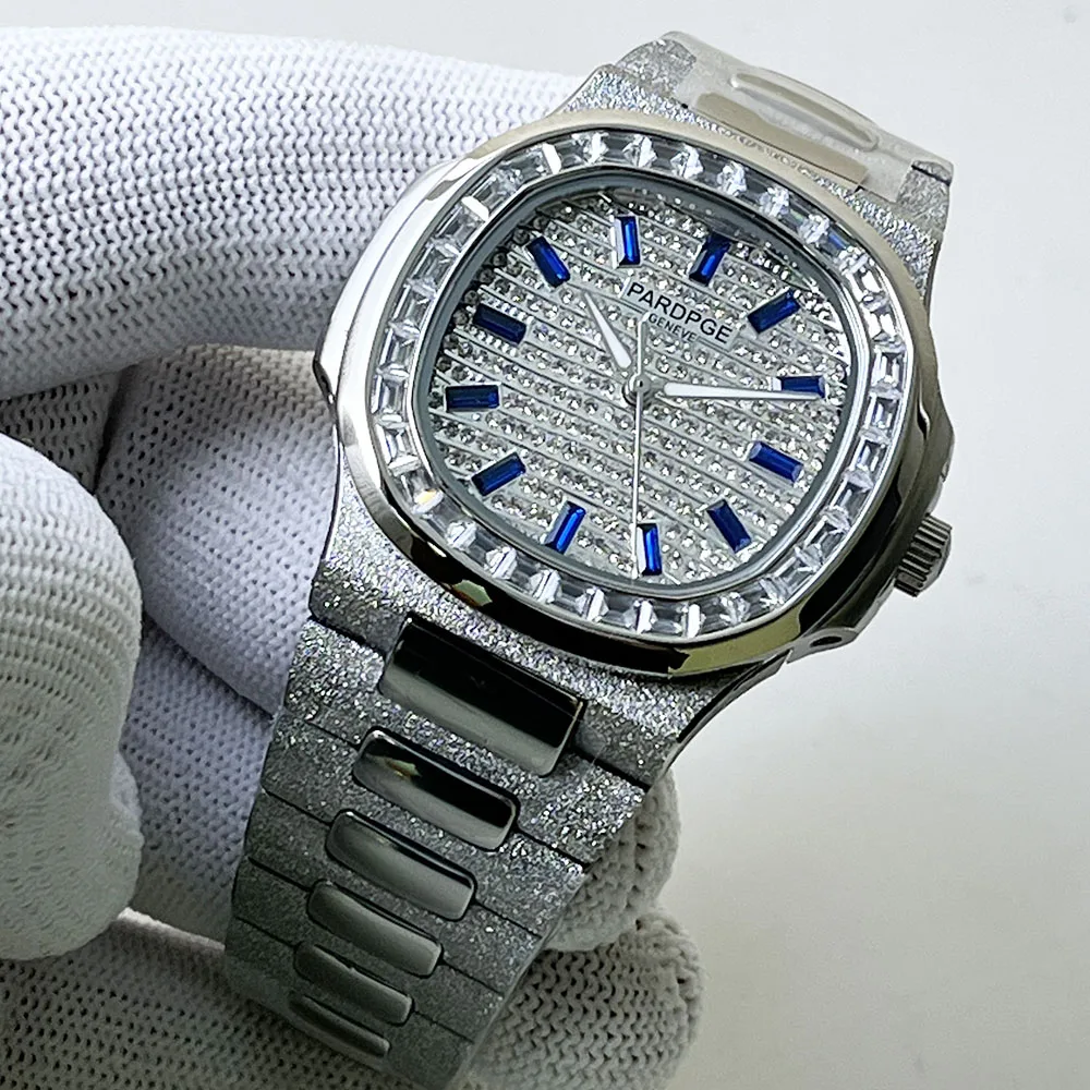 PARDPGE Корпус из белой песочной стали корпус с несколькими сверлами 42 мм мужские