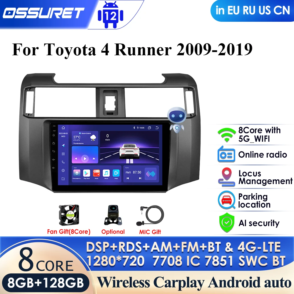 

2 Din Android 12 Car Radio Multimedia Video Player GPS Navi Carplay for Toyota 4Runner 2009 - 2019 4 Runner Stereo DSP Head Unit