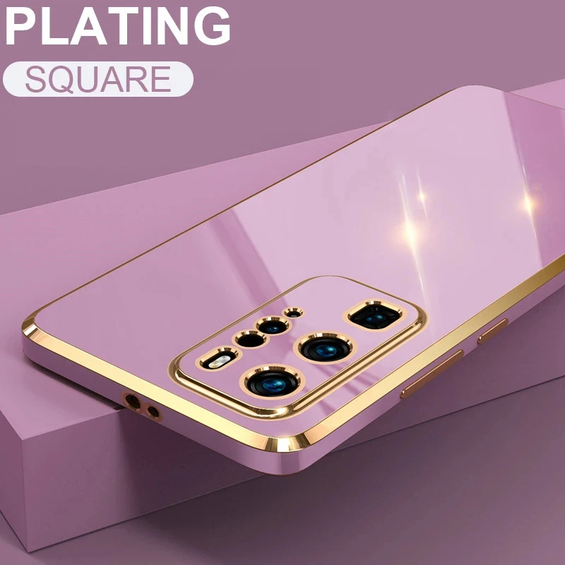 

Luxury Square Plating Case For Huawei P30 P20 P50 P40 Lite Pro Case For Honor 20 Pro 30 10 Lite 50 60 8X 9X Pro Soft TPU Cover