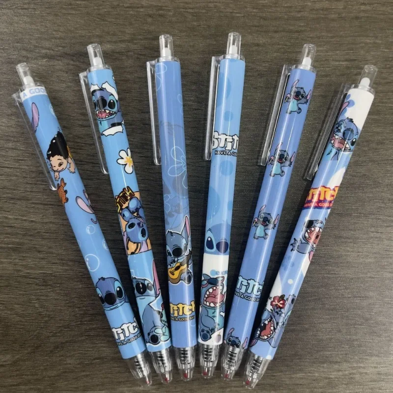 6 шт. шариковая ручка Disney Stitch мультяшная аниме милая для нажатия обучающие