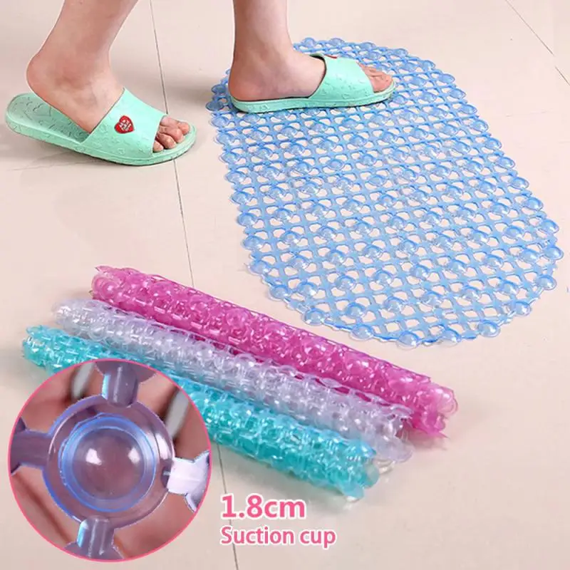 Safety Anti-slip Floor Mat Plain Oval Water Bath Bathroom Tub Shower Carpet Clear Bubble