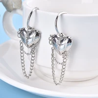 1 pair hiphop punk metal broken peach heart earrings korean fashion women ear rings jewelry vintage chain tassel earings bar
