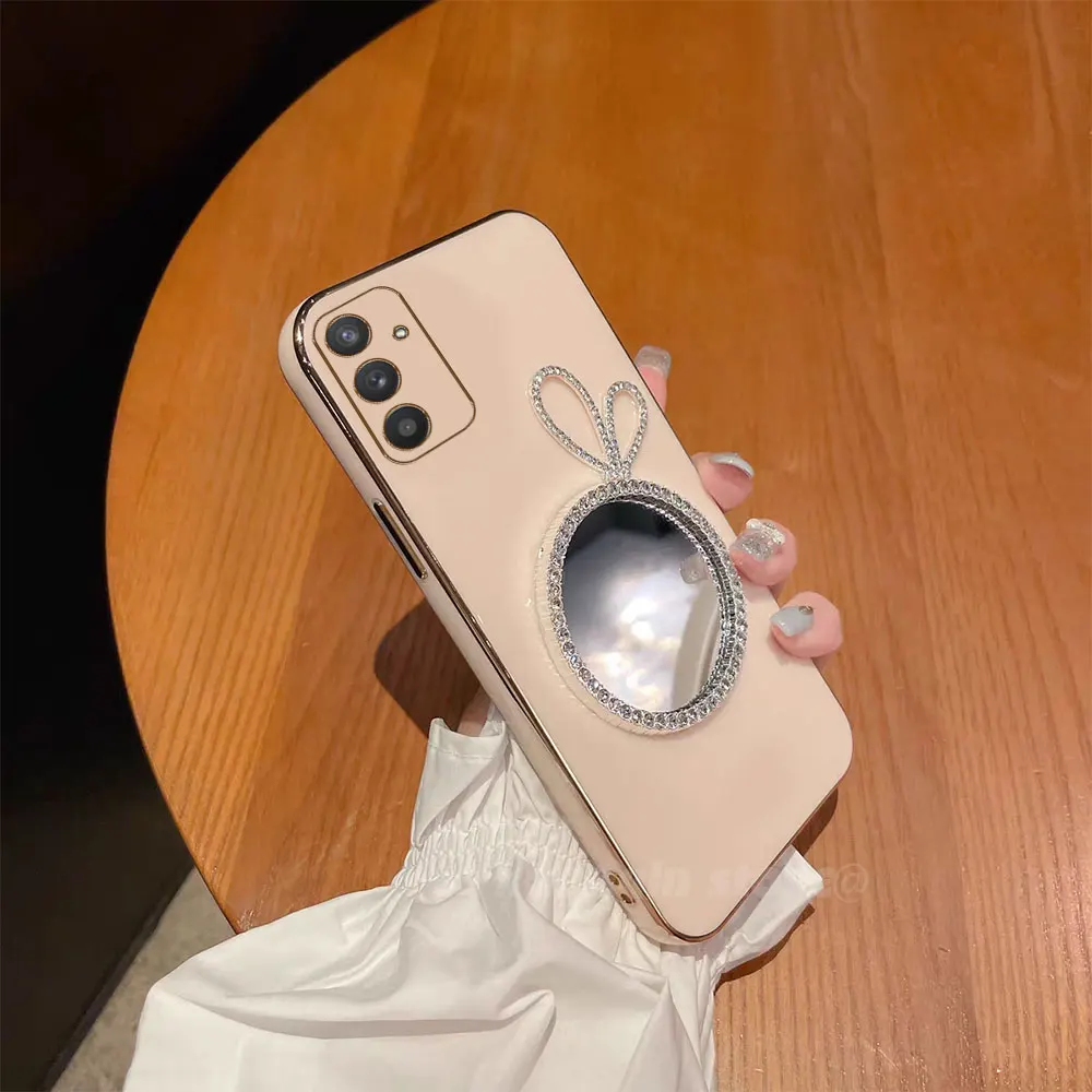 Чехол для телефона с кроличьими ушками и зеркалом макияжа Samsung Galaxy Wide 6 A13 5G A04s