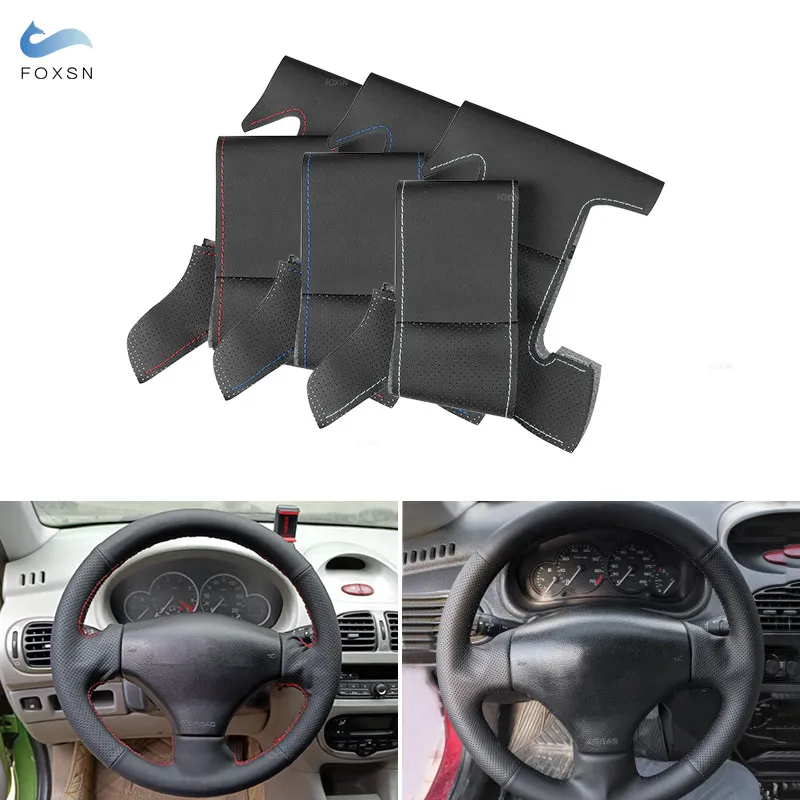 

Perforated Microfiber Leather Car Styling Steering Wheel Cover Trim For Peugeot 206 1998 - 2005 206 SW 2003 - 2005