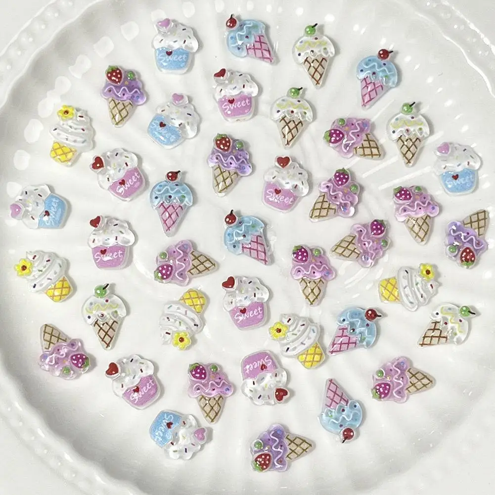 

50PCS Ice Cream Popsicle Nail Art Kawaii Accessories Supplies Materials Manicure Parts Nails Decoration N7Q3