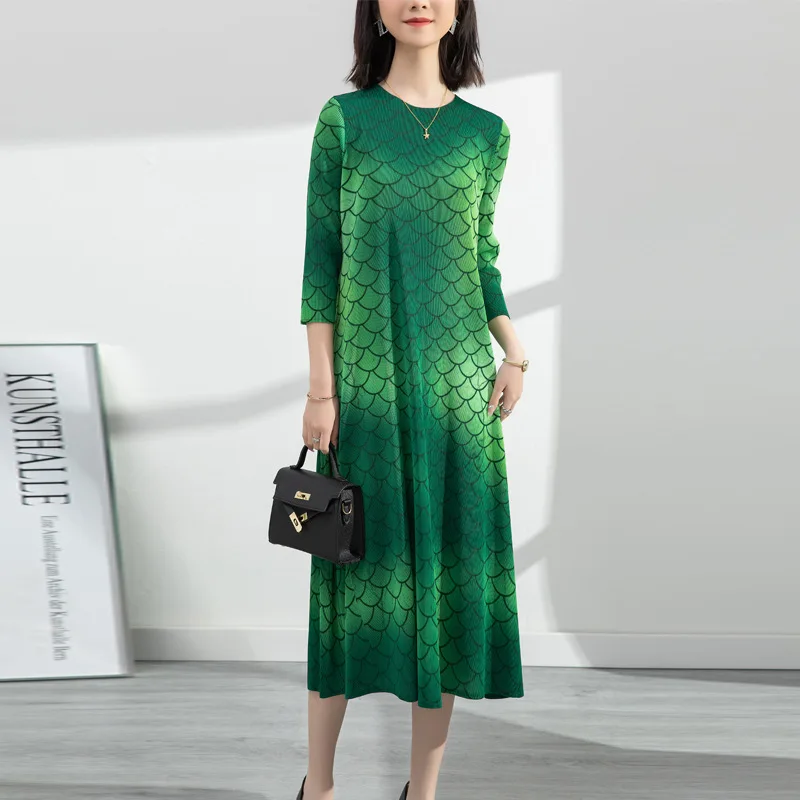 

SuperAen New 2022 Spring Fashion Slim Loose Oversized O-Neck A-LINE Casual Mid-Calf Dress for Women