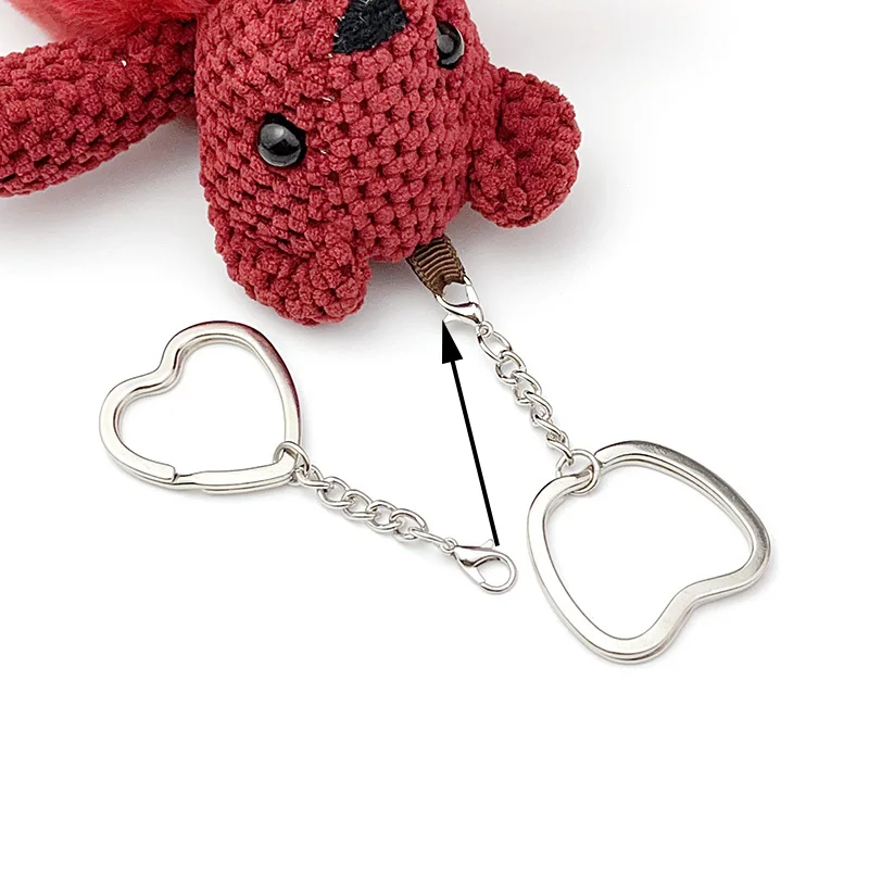 6Pcs/Lot Heart Star Shape Key Ring Chain Round Flat Wire Open Ring Metal Key Ring DIY Car Key Toy Pendant Making Chain Wholesale