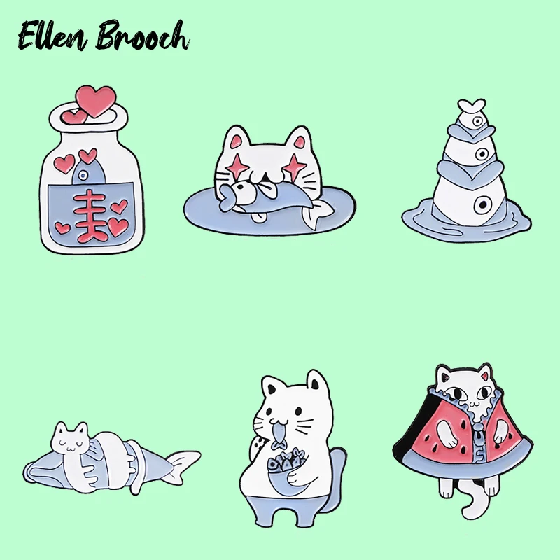 

Cat and Fish Enamel Lapel Pins