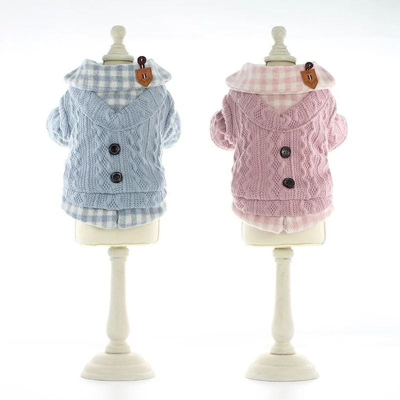 

Шерстяной клетчатый свитер Одежда для собак термальная модная одежда для собак очень маленький симпатичный принт Чихуахуа зимние розовые маски для девочек и мальчиков