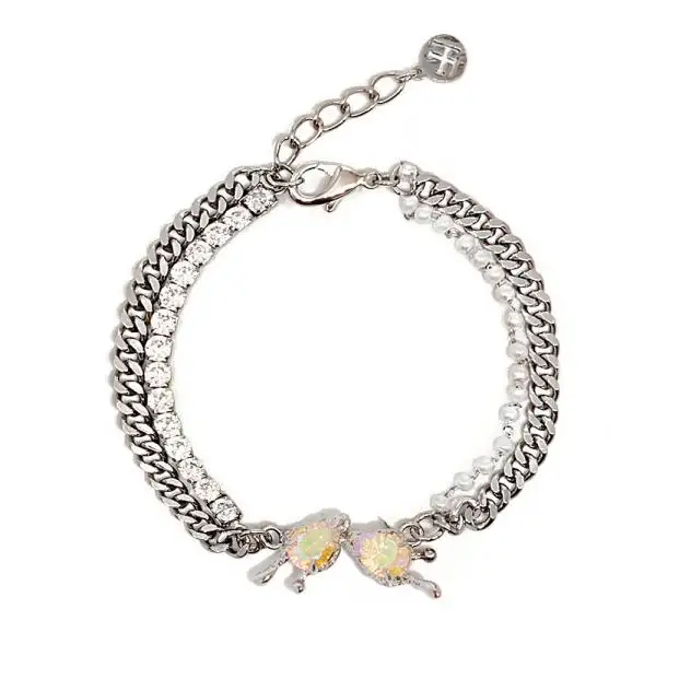 

Timeless Wonder Fancy Zirconia Pearl Linked Chains Bracelets for Women Designer Jewelry Trendy Fashion Korean Gift Top Rare 4524
