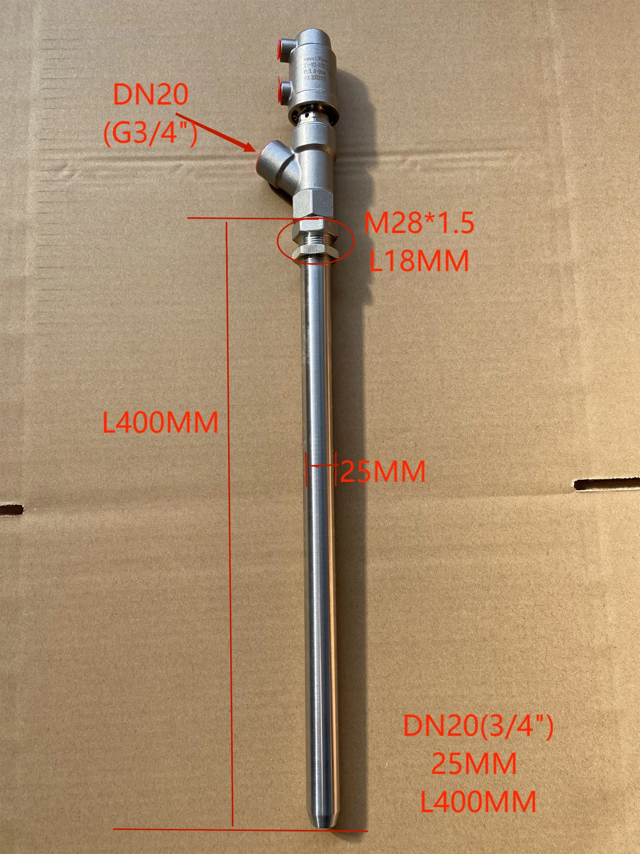 

Клапан DN20(3/4") из нержавеющей стали