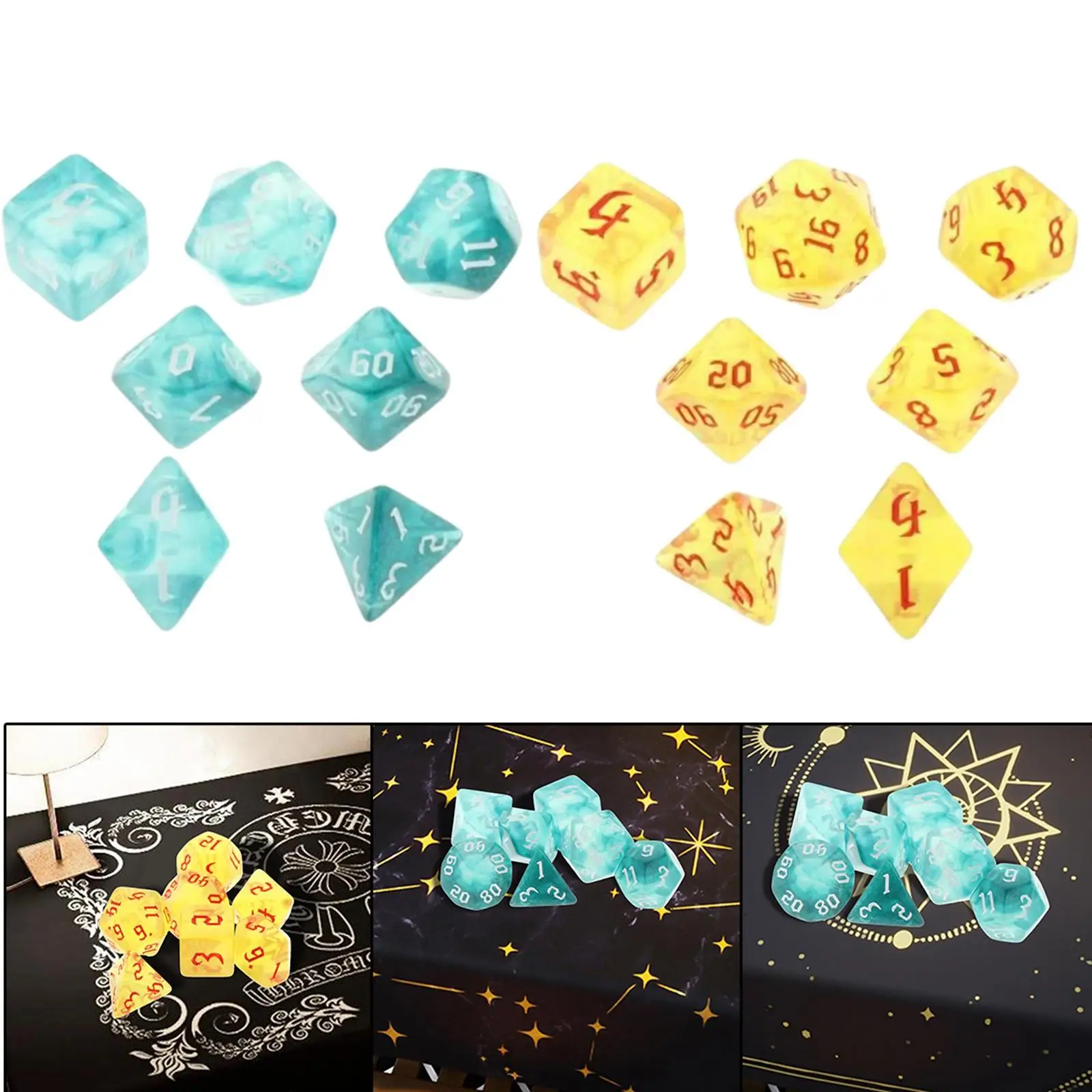 

14-piece Polyhedral Dice Set, Party Props, Educational Toys,