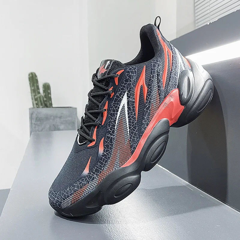 Cool Running Shoes Men Black Red Sneakers for Men New Flying Woven 4D Lightweight Men's Sports Shoes