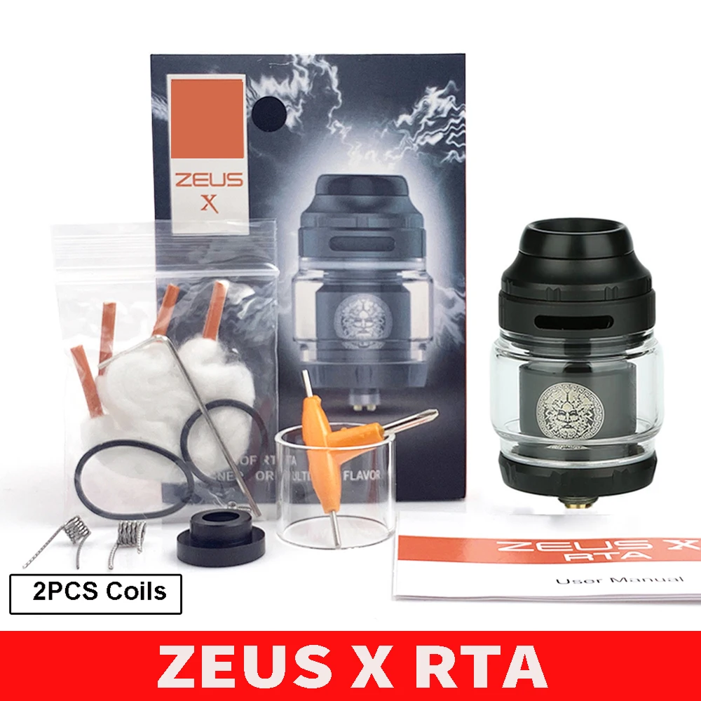 

Zeus X RTA Atomizer 4.5ml Tank 25mm with Clapton Coil Wicks 810 Mouthpiece Drip Tip Airflow Leakproof for 510 Thread Vape Mod