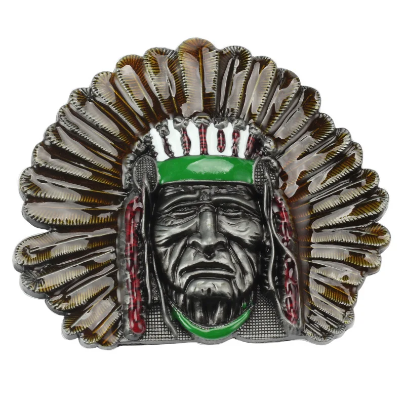 

Indian Tribal Chief Head Belt Buckle DIY Accessories Western Cowboy Smooth Punk Rock Smooth Components METAL 3D ALLOY Waistband