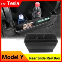 2022 new for tesla model y rear seat slide rail storage board box car console organzier tray case interior accessories