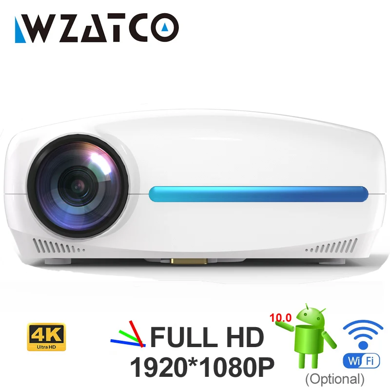 WZATCO C2 1920*1080P Full HD 300inch 4D keystone LED Projector android Wifi Portable Home theater Beamer Proyector