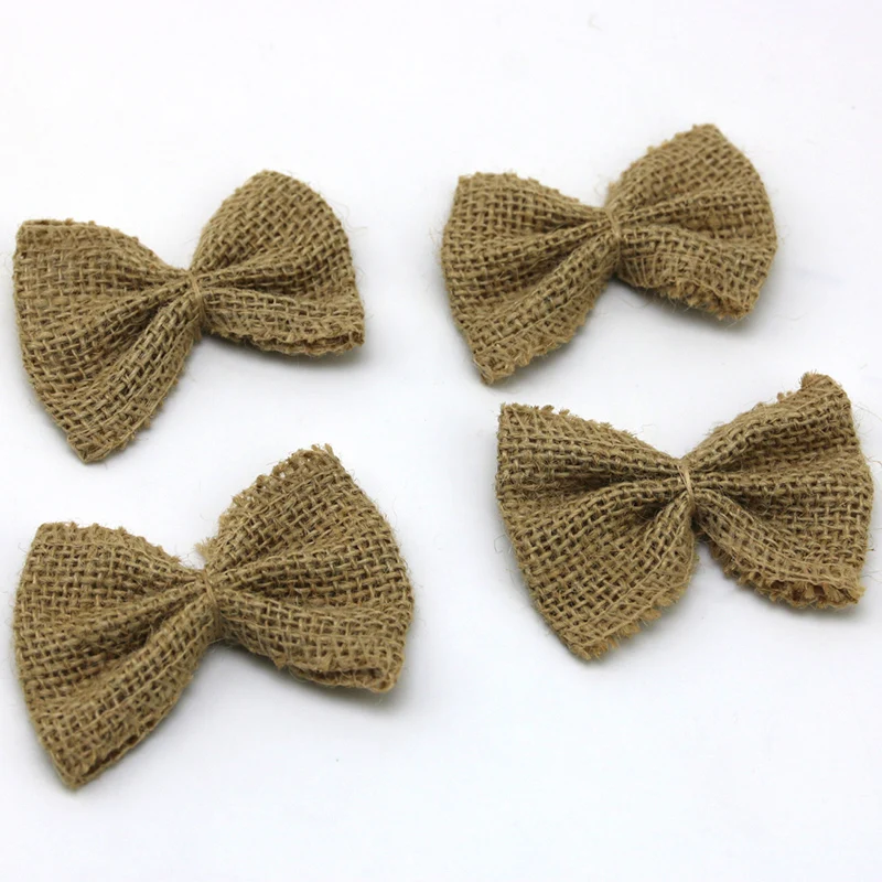 

(10pcs/pack)8*6cm Jute Coarse Linen Artificial Bow Retro Decoration Home Bag Clothing Party Craft Accessories Handicrafts