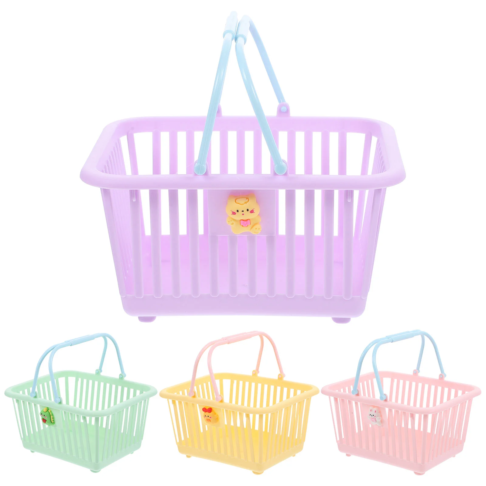 

4 Pcs Storage Basket Mini Shopping Cart Kids Plastic Picnic Small Bin Household Shower Sundries Organizer Baskets Container