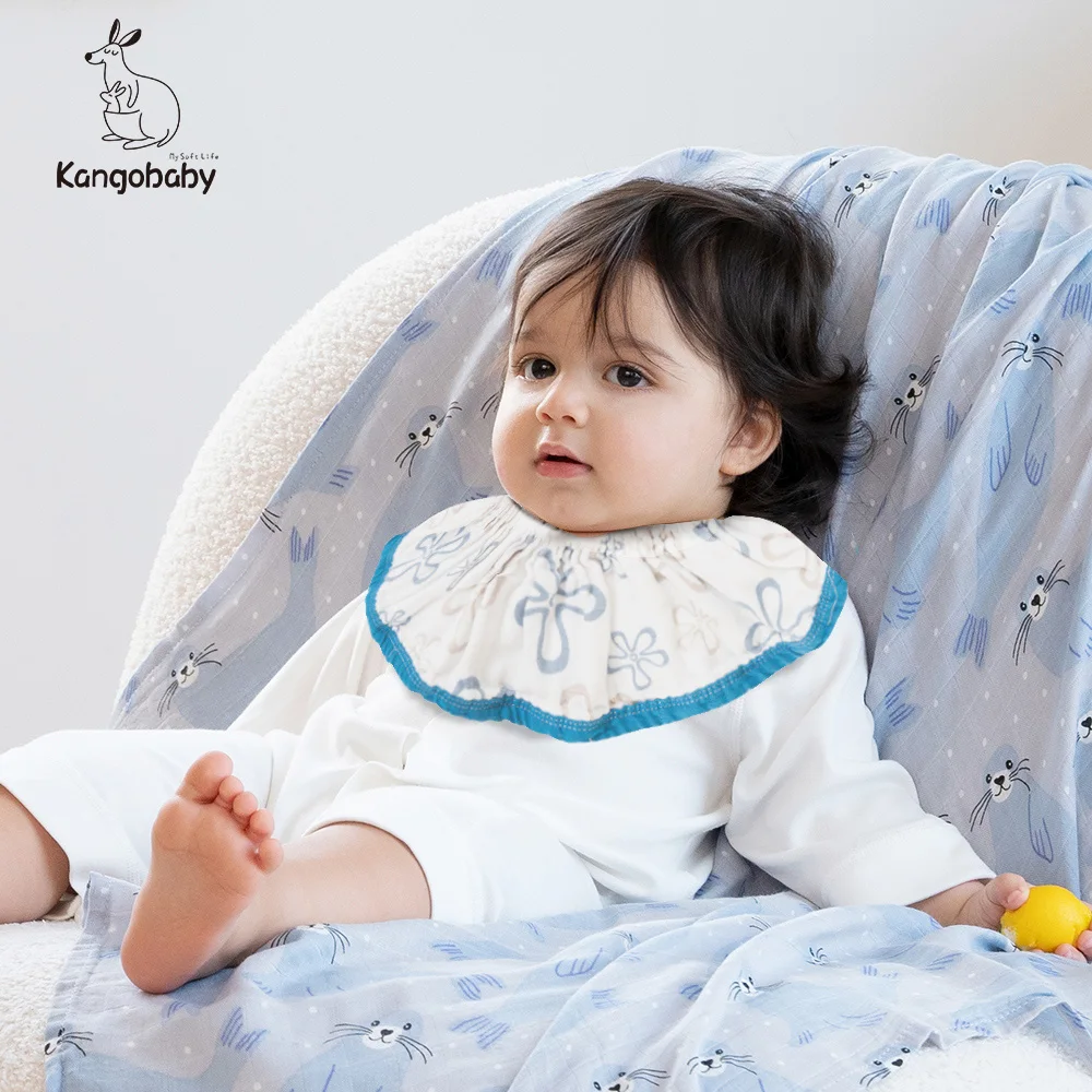 

Kangobaby 360 rotatable baby bandana drool bibs 4 layers soft burp cloth bamboo cotton baby saliva towel lace up