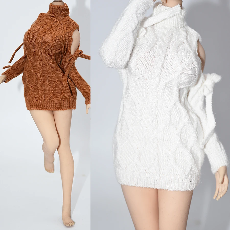 

1/6 Sweter Bahu Terbuka Wanita Model Baju Sweter Lucu Model Pas 12 ''Boneka Tubuh Figur Aksi Tentara for Hobby Collection