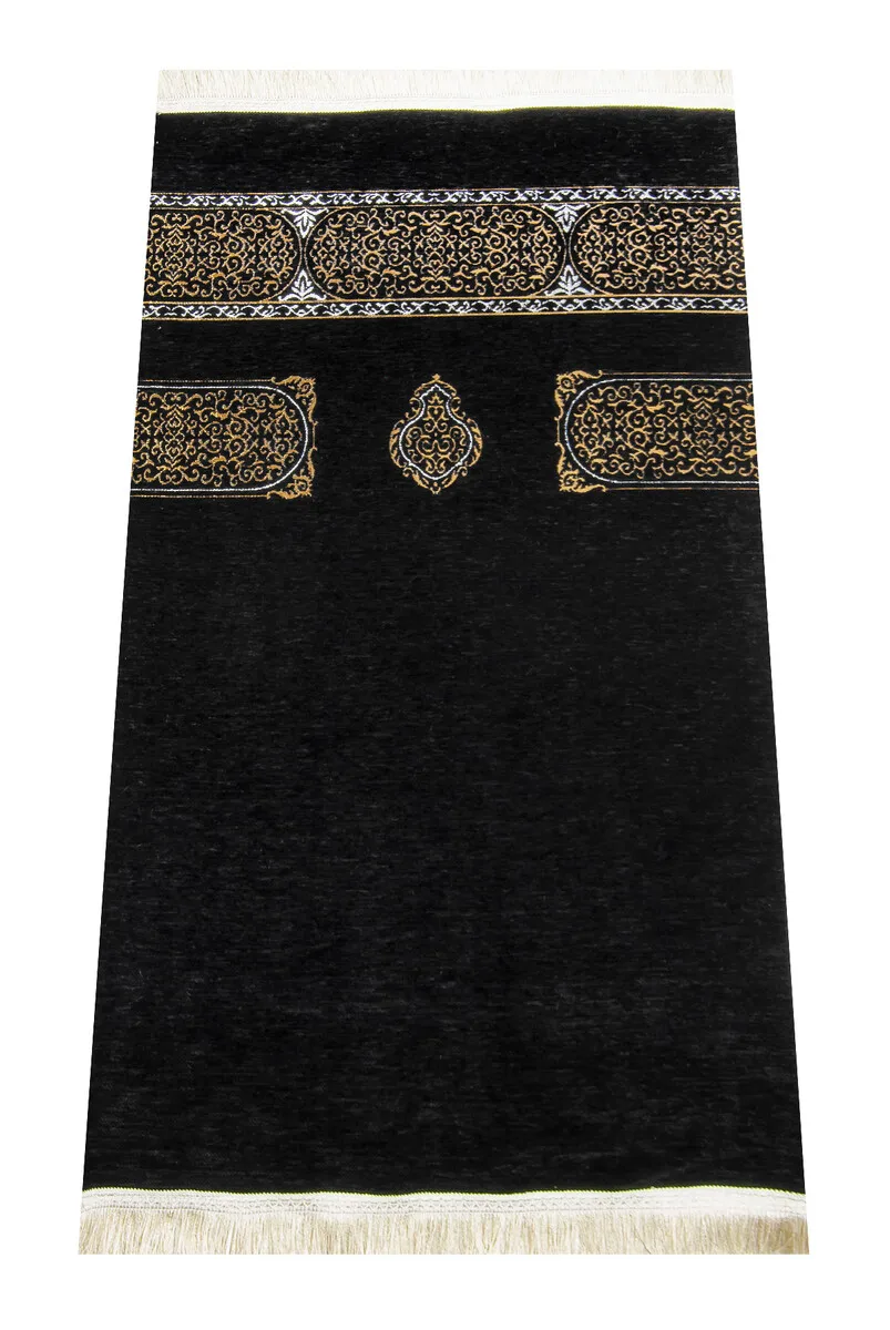 IQRAH Kaaba Cloth Flat Model Ultra Luxury Black Chenille Prayer Mat 8