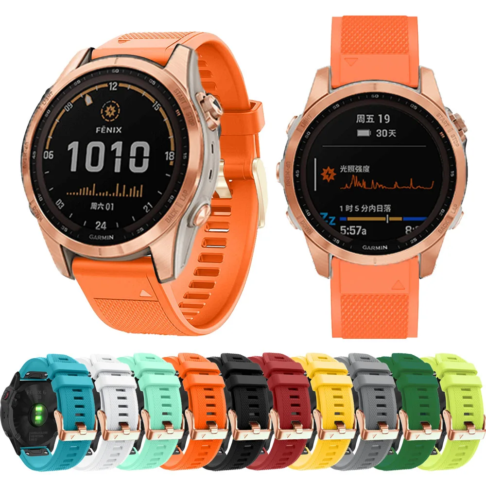 

Ремешок силиконовый из розового золота для наручных часов Garmin Fenix 7S 6S