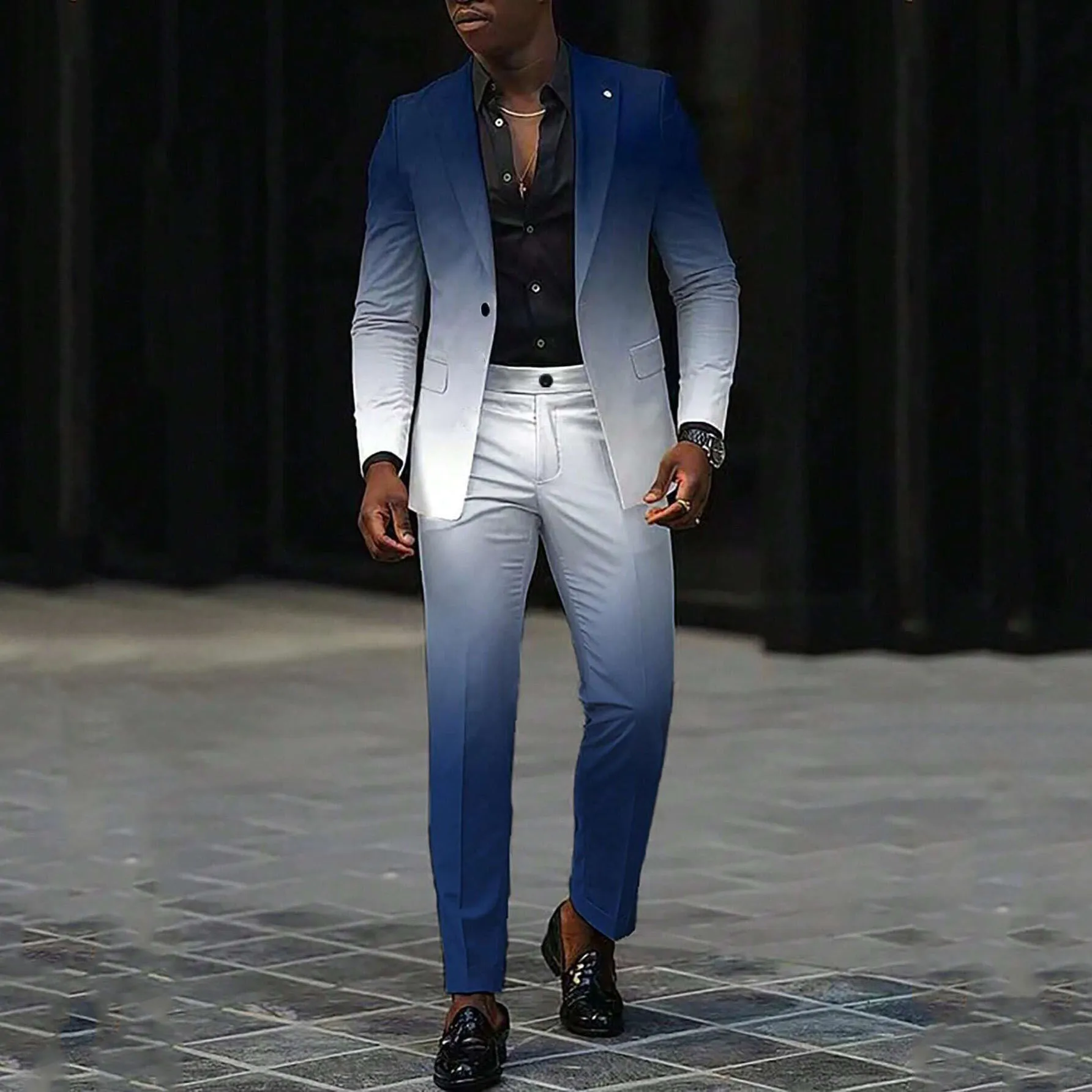 Деловой мужской классический костюм с градиентным дизайном облегающий