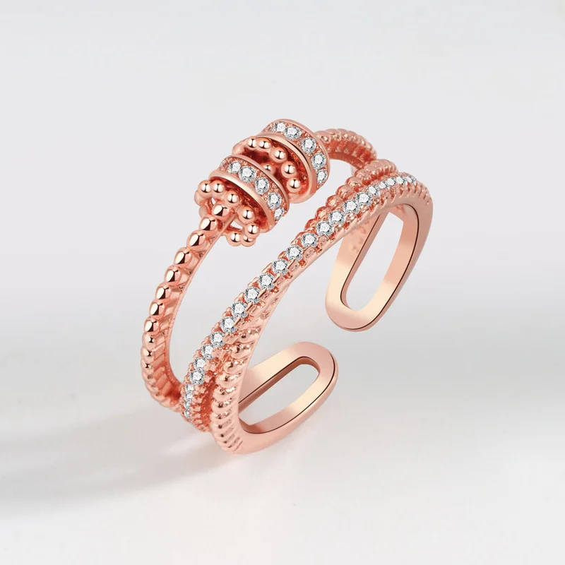 

Micro-set Zircon Open Ring Female Multi-layer Cross Index Finger Ring Cold Wind Adjustable Hand Jewelry