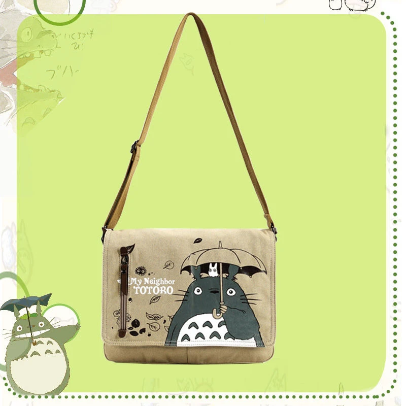 

Ghibli Anime Canvas Crossbody Bag Totoro Cartoon Vintage Messenger Bags Shoulder Bag Casual Travel School Bags