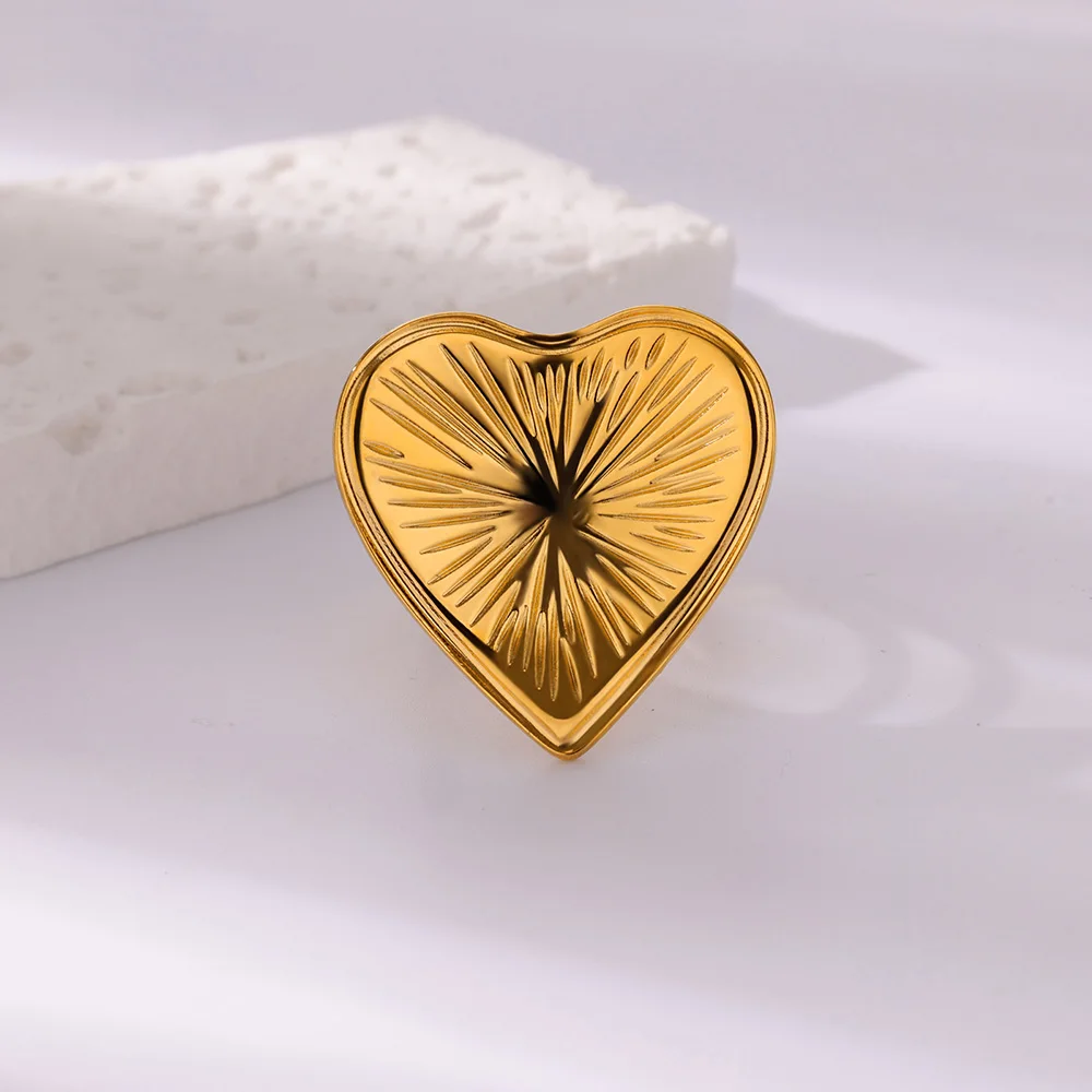 Женское Открытое кольцо из нержавеющей стали золотистое Обручальное в форме