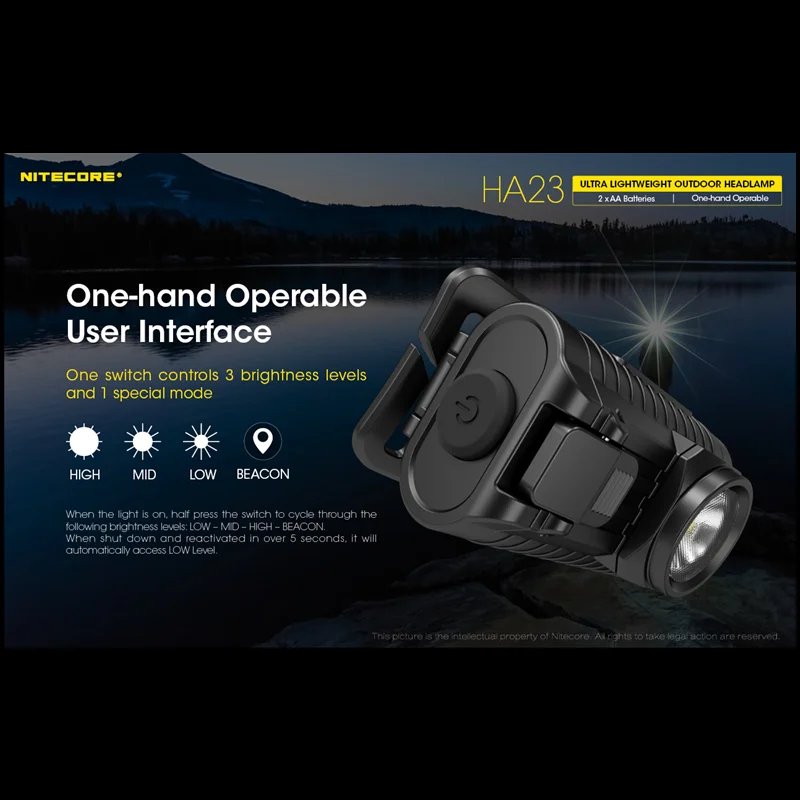 Налобный фонарь NITECORE HA23 250 лм перезаряжаемый налобный для улицы включает 2