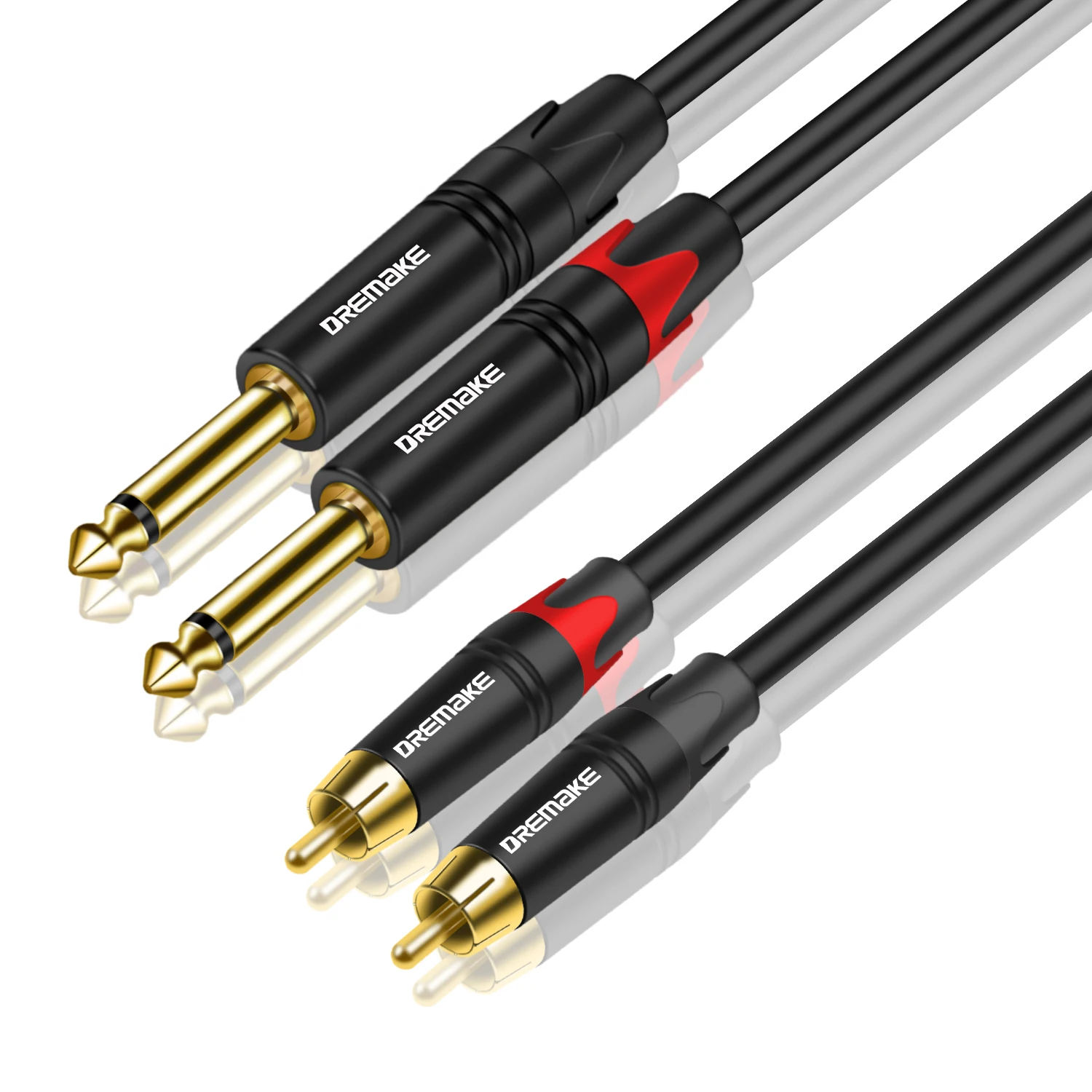 

DREMAKE Dual 1/4 Inch TS to Dual RCA Stereo Audio Cable RCA to 6.35mm Interconnect Adapter Cable Dual RCA to Dual TS 6.35mm 1/4