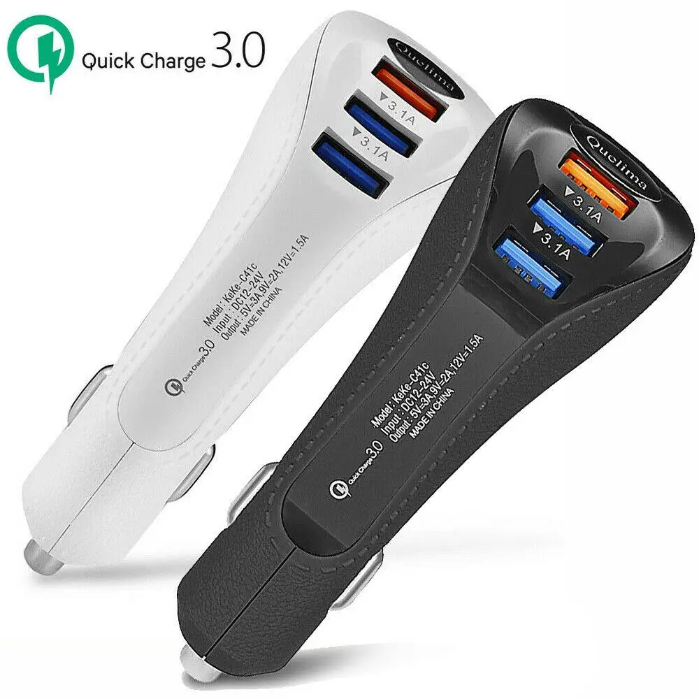 

QC3.0 3USB Dual Port Car Phone Charger Fast Charge Car One for Two Car Charger second generation fast charge 3 USB car charge
