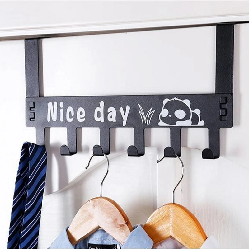 

Home 6 Hooks Carbon Steel Door Hanger Removable Bathroom Door Rear Clothes Towel Hook Home Key Bag Hanging Rack Accessories