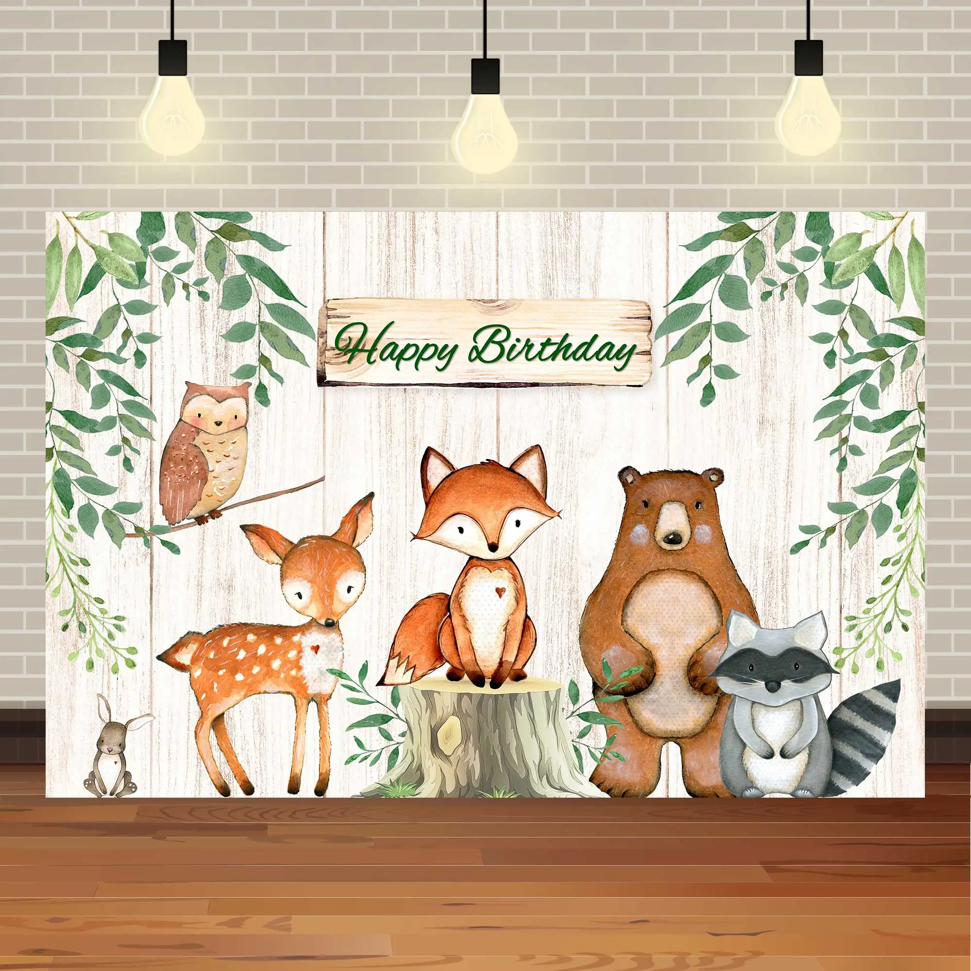 

NeoBack Safari Baby Shower Photo Background Woodland Birthday Party Decoration Banner Fox Bear Backdrop Photography Studio