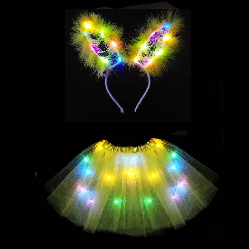 

Light Up Bunny Ear Headband LED Plush Hairbands Tail Bow Tie for Party s Masquerade Animal Party Cosplay Birthday Wedding