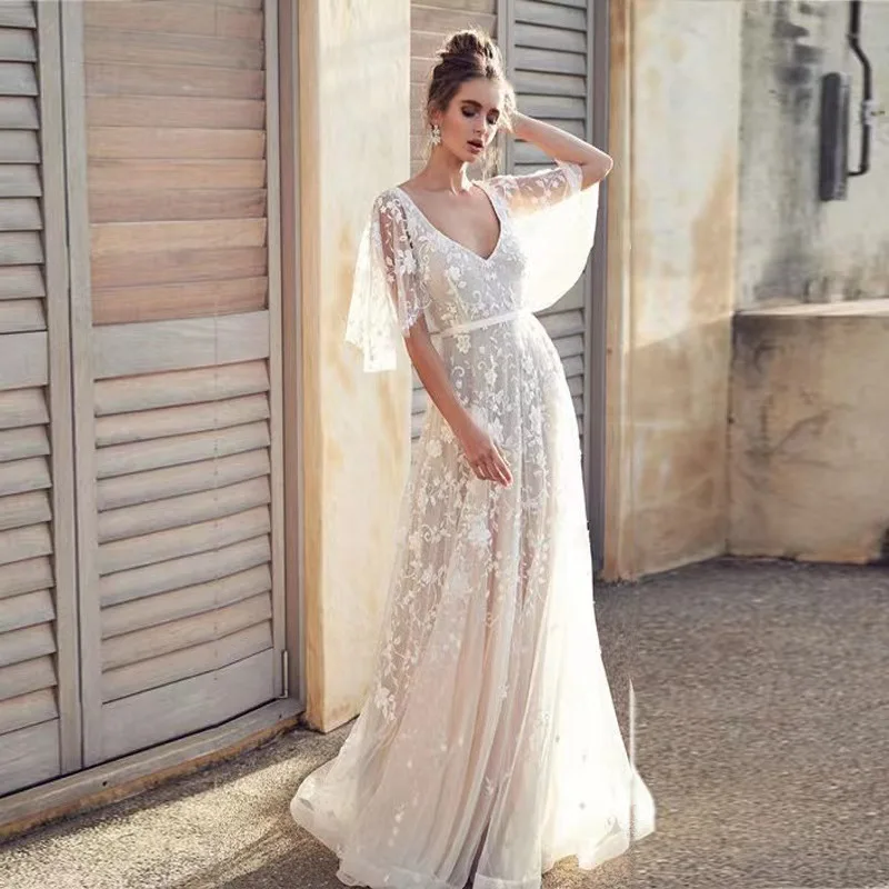 

New fashion high quality Spring Summer Sexy Lace V-Neck Backless party dress evening