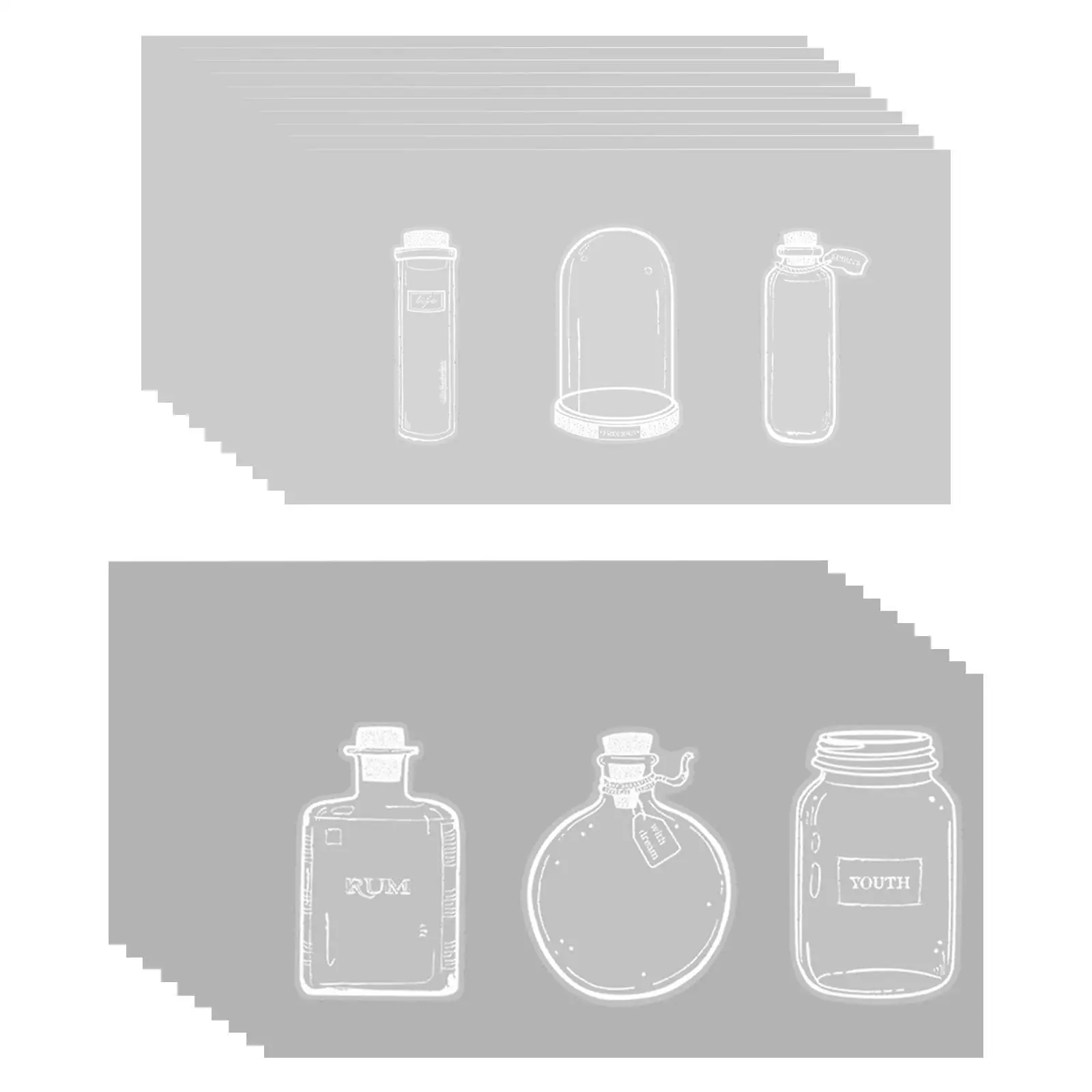 

Transparent Glassware Jar Bottle Shape Stickers Vintage Style Label Scrapbook Stickers for Scrapbooking Laptops Notebook Album
